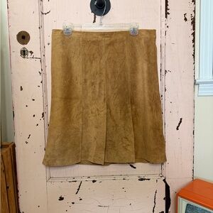 Ann Taylor LOFT Tan Suede-Leather Women's Skirt